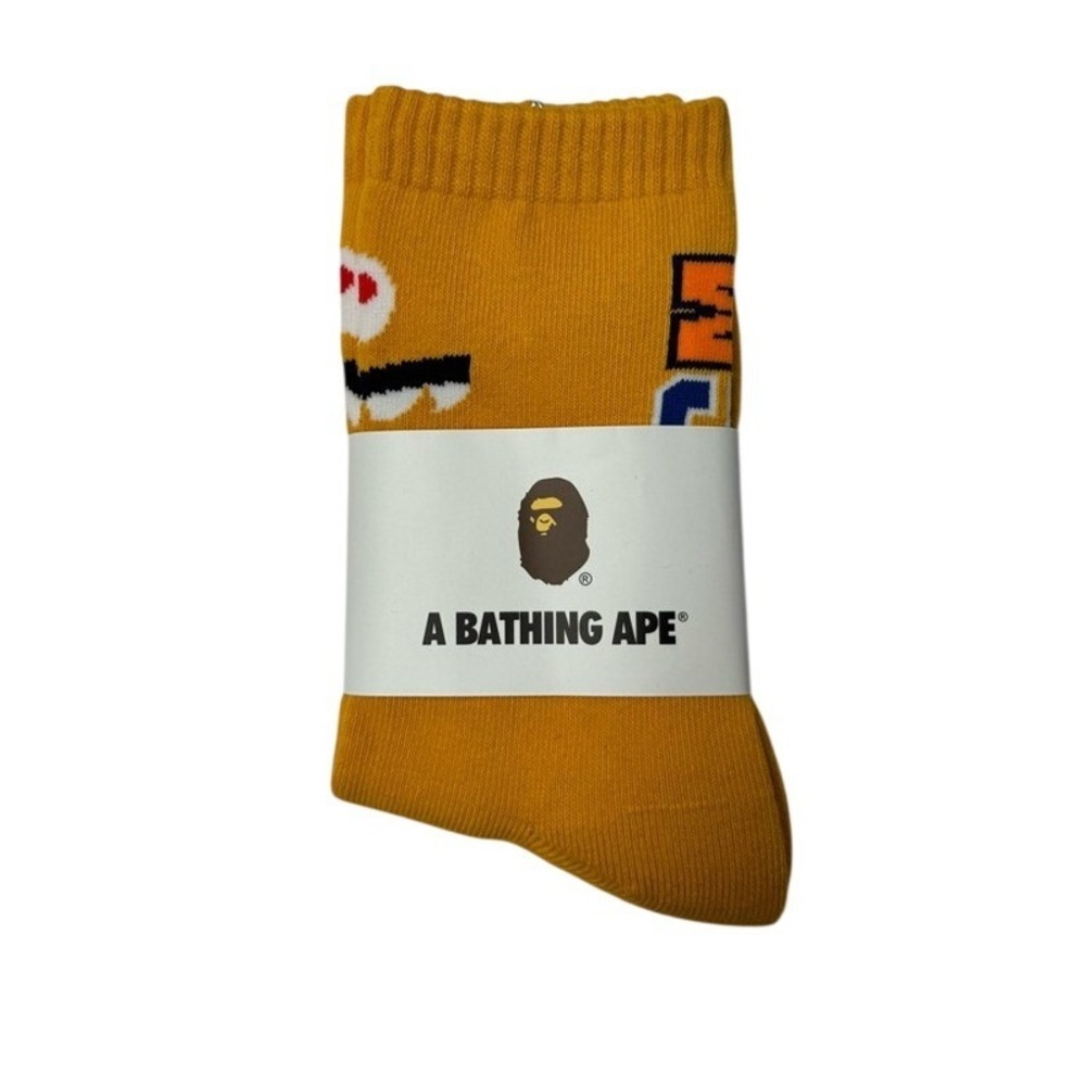 Bape Orange Casual Crew Socks